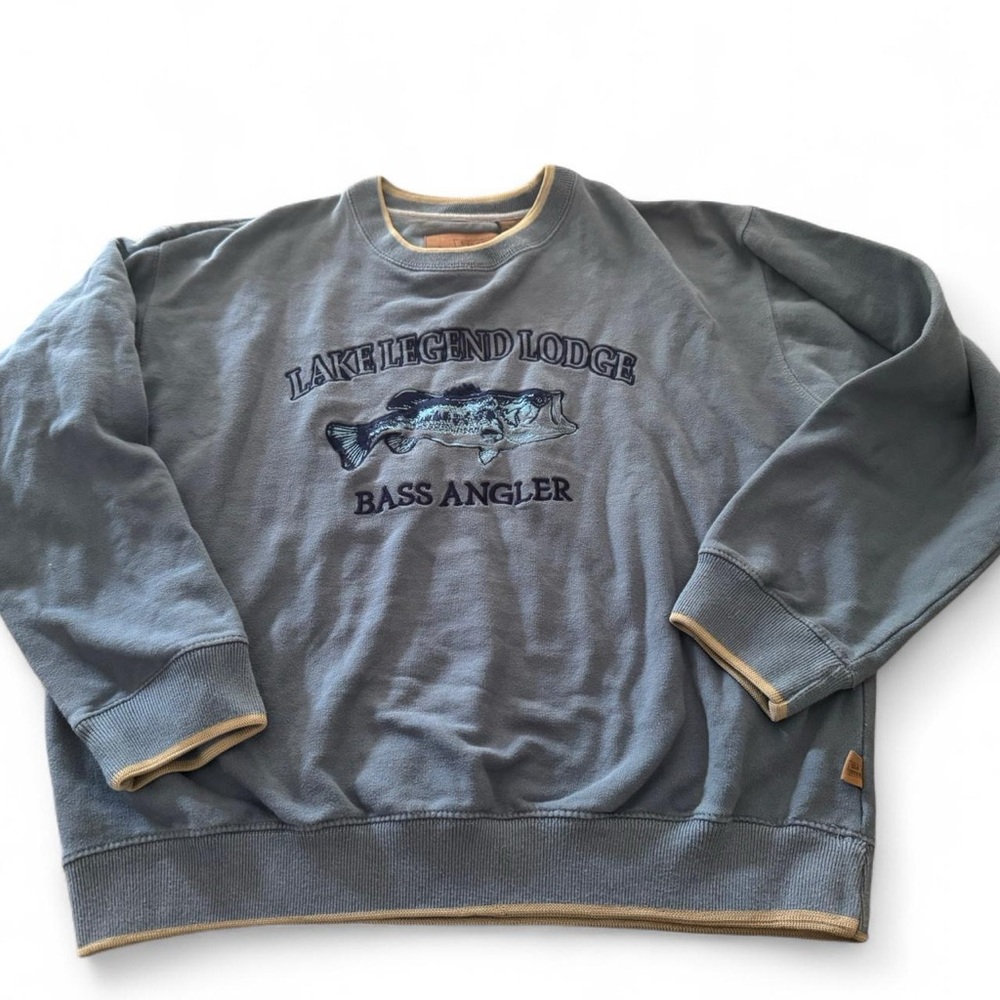 Outdoor Life Blue Crewneck Sweater with Fish Graphic